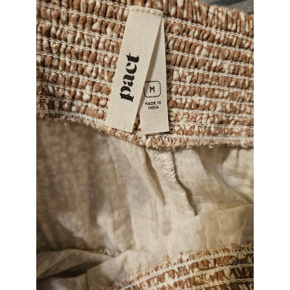 Pact Organic Coastal Gauze Tiered Maxi Dress Block Print Driftwood Brown Medium - Picture 13 of 16